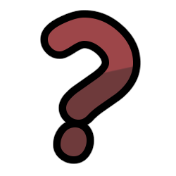 a red question mark with black outline.